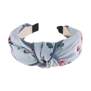 Floral Printed Knotted Fabric Headband - Blue